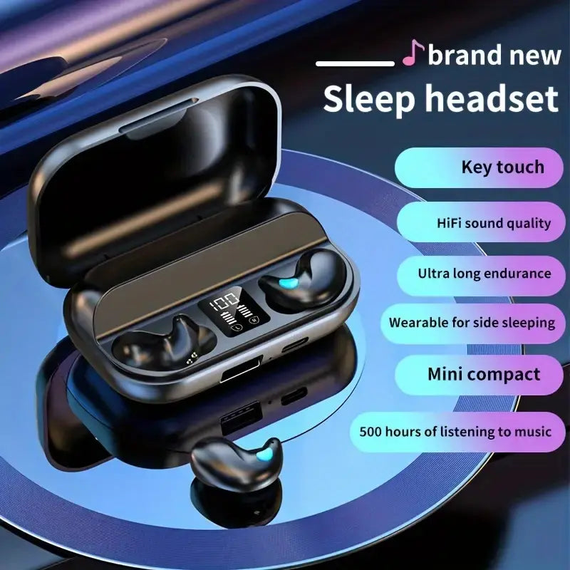 New Sleeping Earbuds with Hi-Fi Stereo Sound - Water Resistant, Built-in Mic, Noise Cancelling, Touch Control for iPhone and Android