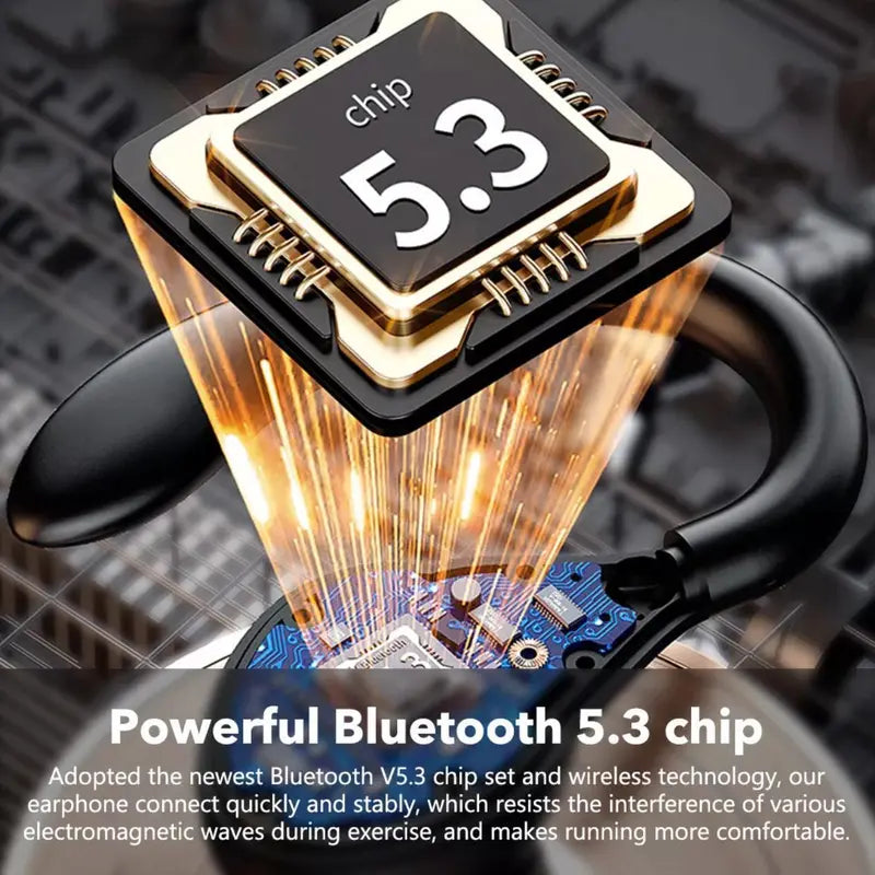 R400 Bluetooth 5.3 TWS Wireless Earphones - Ear Hook Design, Stereo Sound Earbuds