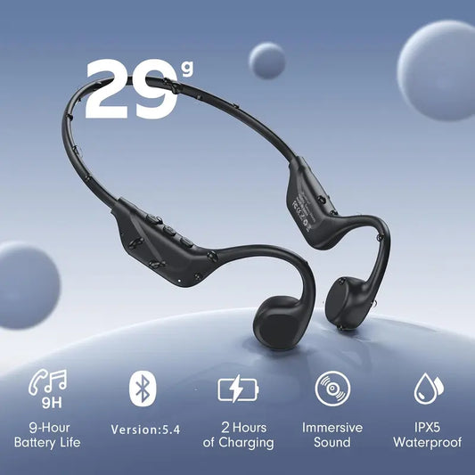 Bone Conduction Bluetooth 5.4 Earphone – IPX5 Waterproof Wireless Open-Ear Headset for Running & Gym, HD Stereo Sound, Long Battery Life, True Wireless Headphones