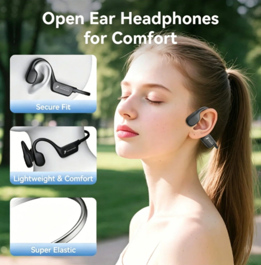 18H Ultra Long Battery Open-Ear Wireless Bone Conduction Sport Headphones - Wireless Earphones for Workouts and Running