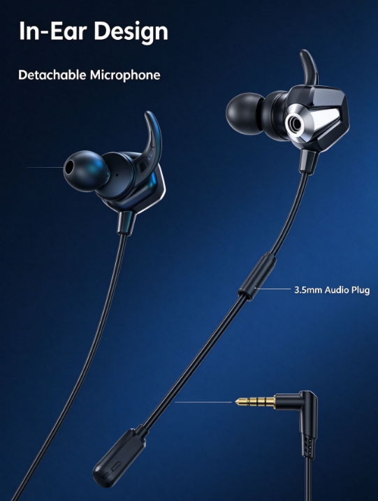 HP 3.5mm Wired Gaming Earbuds – Detachable HD Mic, Dual Drivers, Low Latency for PC, PS5 & Xbox