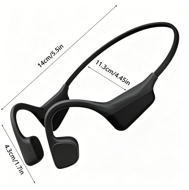 i18pro Bone Conduction Neckband Wireless Earphones - Open Ear Sports Headset with Mic and Stereo Sound (Black)