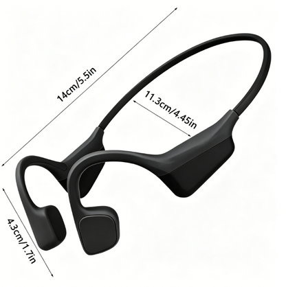 i18pro Bone Conduction Neckband Wireless Earphones - Open Ear Sports Headset with Mic and Stereo Sound (Black)