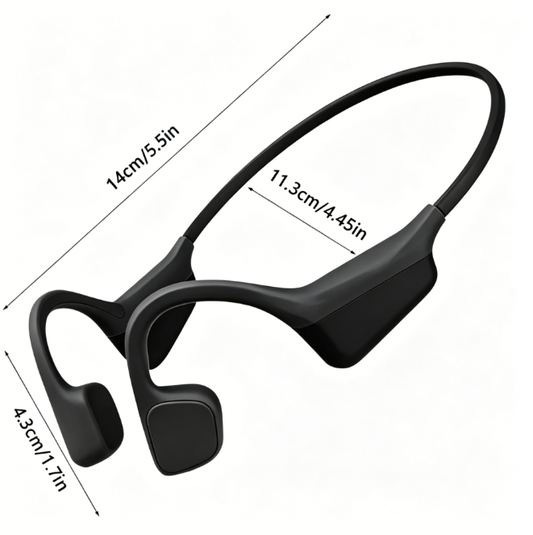 i18pro Bone Conduction Neckband Wireless Earphones - Open Ear Sports Headset with Mic and Stereo Sound (Black)