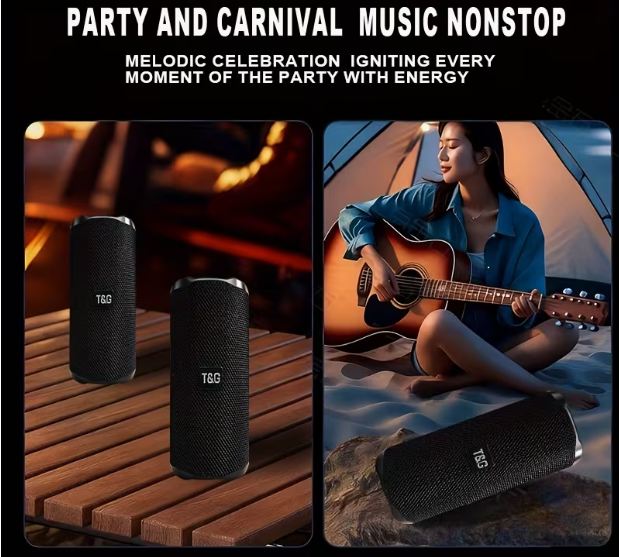 Portable Wireless Speaker – High-Definition Sound, Powerful Bass, IPX4, Hands-Free Calls, Multi-Playback (TF/USB/Wireless/AUX), Compact for Outdoor, Travel & Parties