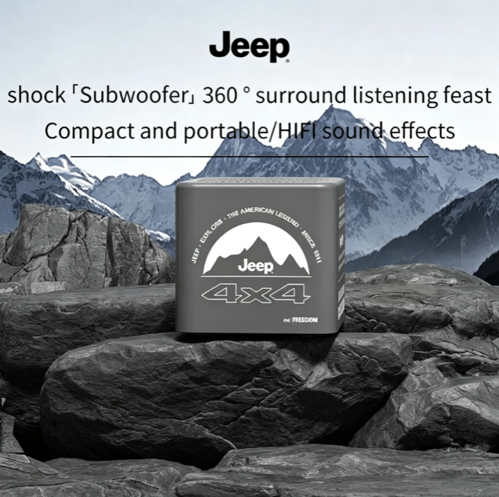Jeep SC008 Portable Bluetooth Outdoor Speaker - Karaoke, Dual-Metal Bass, Vibro-Surround Sound for Camping