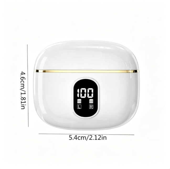 Wireless Earbuds with LED Display – In-Ear Design, Mic for Sports/Gaming/Travel, Lightweight In-Ear Monitor Headset