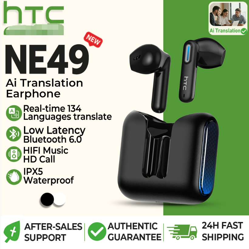 HTC NE49 Wireless Earbuds Bluetooth 6.0 Gaming Headsets High Fidelity IPX5 Waterproof, Suitable for Office, Sports, Study and Audio Calls, Built-in Microphone, TWS Earphones