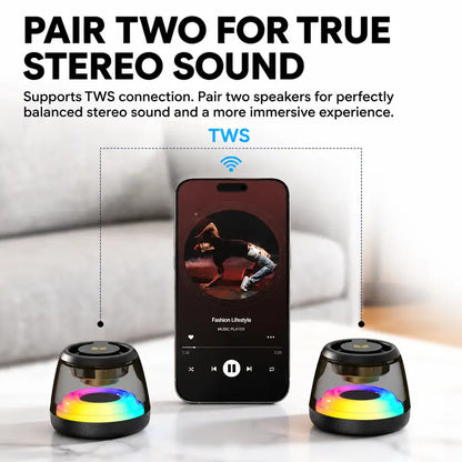 Monster Portable Mini Wireless Bluetooth Speaker, RGB Light Show, TWS Stereo Sound, 2 Speakers Pairing, 360° Surround Sound, Magnetic Suction, TF Card Support, Bluetooth 6.0, Ultra-Long Battery Life, for Home, Outdoor, Party - SummerWins - DealsForYouDays