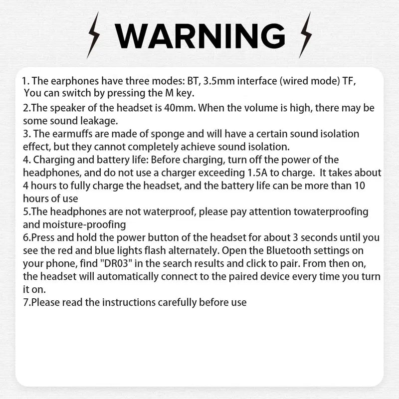 Over-Ear Wireless Bluetooth Headphones, Headset, High-Quality Stereo Sound Drivers, 12 h Battery Life, Foldable Design for PC, Music, Travel and Office, Headphones For Sports