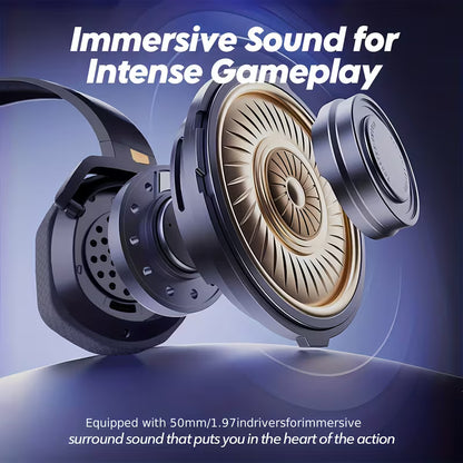 NUBWO G06 2.4Ghz Wireless Gaming Headset, Bluetooth Headphone with 7.1 Surround Sound, 23ms Ultra Low Latency, 50mm Driver, 100H Playtime, 3 Connection Modes (USB Dongle/Bluetooth/3.5mm), Dual Directional Mic, Compatible with PC, PS4, PS5, Xbox
