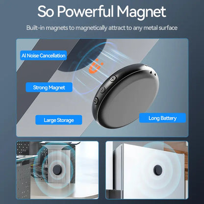 32GB Ultra Magnetic Voice Recorder – One-Touch Recording, 96H Continuous, HD Noise Reduction, Long Battery, with OTG Adapter