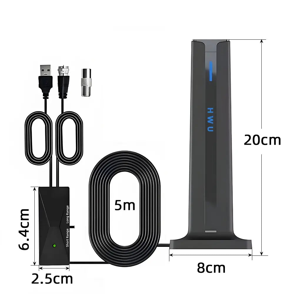 TV Antenna Indoor/Outdoor Long-Range HD Signal Amplifier - Upgraded Stable Signal Reception for Urban, Rural and RV Use