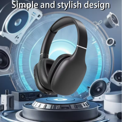 Wireless Over-Ear Headphones with Deep Bass – Lightweight Foldable, Built-in Mic, 3.5mm & Type-C, for Travel, Work, Laptop, Phone & Gaming