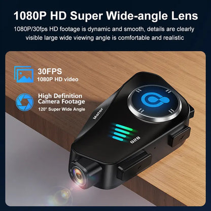 Motorcycle Bluetooth Helmet Camera Headset, Free 32GB Card, 2-in-1 Intercom & Dash Cam, 1080P, Waterproof, Hands-Free Calls