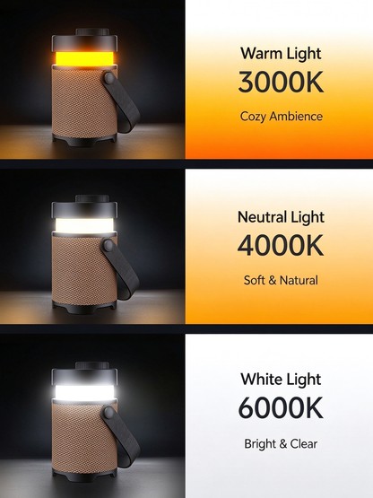 Outdoor Lighting Bluetooth Speaker - Outdoor Camping Lantern Speaker, Long Battery Life Portable Illumination Waterproof Speaker with Ambient Light