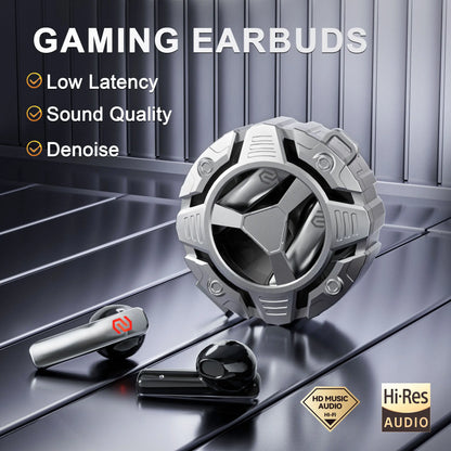 Gaming Earbuds - Mecha Design, Low Latency, RGB Light, HiFi Stereo, IPX5 Water Resistant