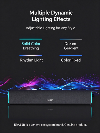 ERAZER Wired & Bluetooth Speaker - Excellent Sound Quality Desktop Long Strip Soundbar for Computer, TV, Phone & Home Audio