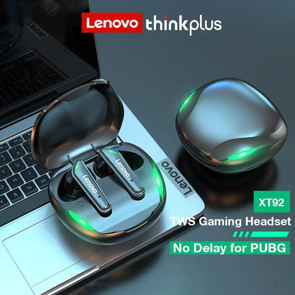 Lenovo XT92 Wireless Bluetooth-Compatible Headset - In-Ear Design with Power Display Charging Case, Low Latency Gaming Headphone for Daily Use