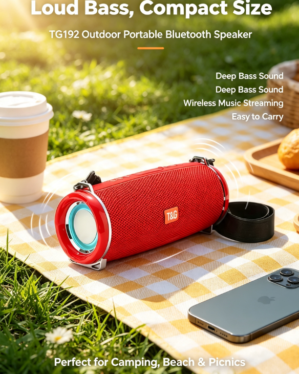 TG192 Portable Wireless Speaker – Glitter LED Lights, Music Player for Gaming & Festivals