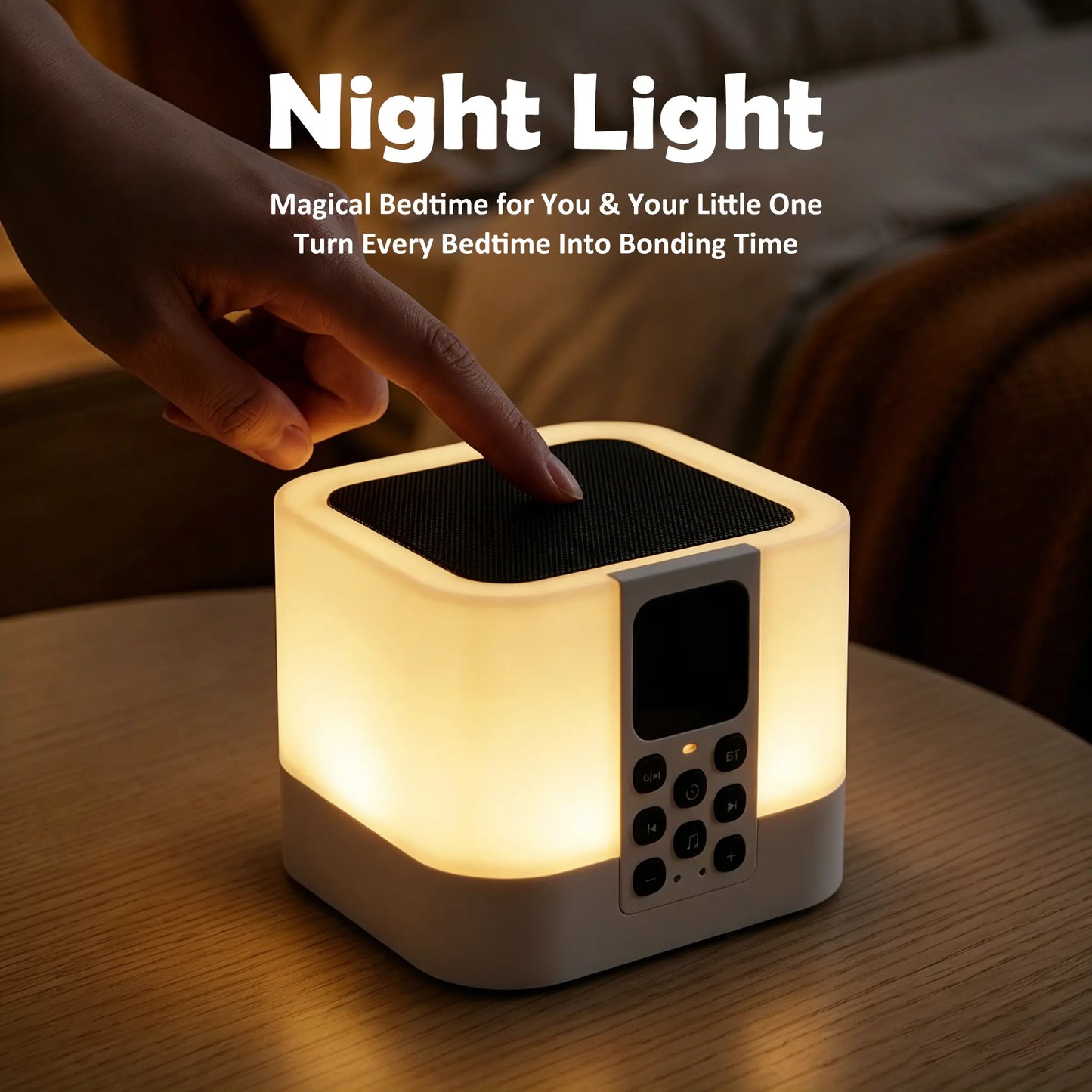 UFORU 4-in-1 Sleep Aid White Noise Machine/Bluetooth Speaker/Night Light/Alarm Clock (Rain, Insects, Ocean Waves, Birdsong, Fan, Lullaby), Perfect Vibe Bedroom Decor, Great Gift for Dad, Grads & More