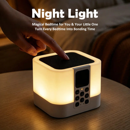 UFORU 4-in-1 Sleep Aid White Noise Machine/Bluetooth Speaker/Night Light/Alarm Clock (Rain, Insects, Ocean Waves, Birdsong, Fan, Lullaby), Perfect Vibe Bedroom Decor, Great Gift for Dad, Grads & More