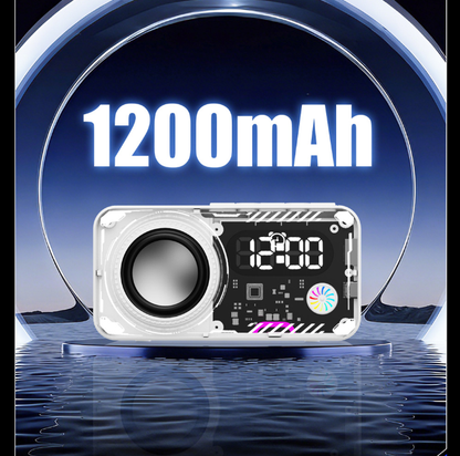 Wireless Bluetooth Speaker & Phone Holder with RGB Night Light – 24H Time Display, Y2K Room Decor & Gaming Desk Setup, Portable Stereo, Long Battery for Party & Dorm