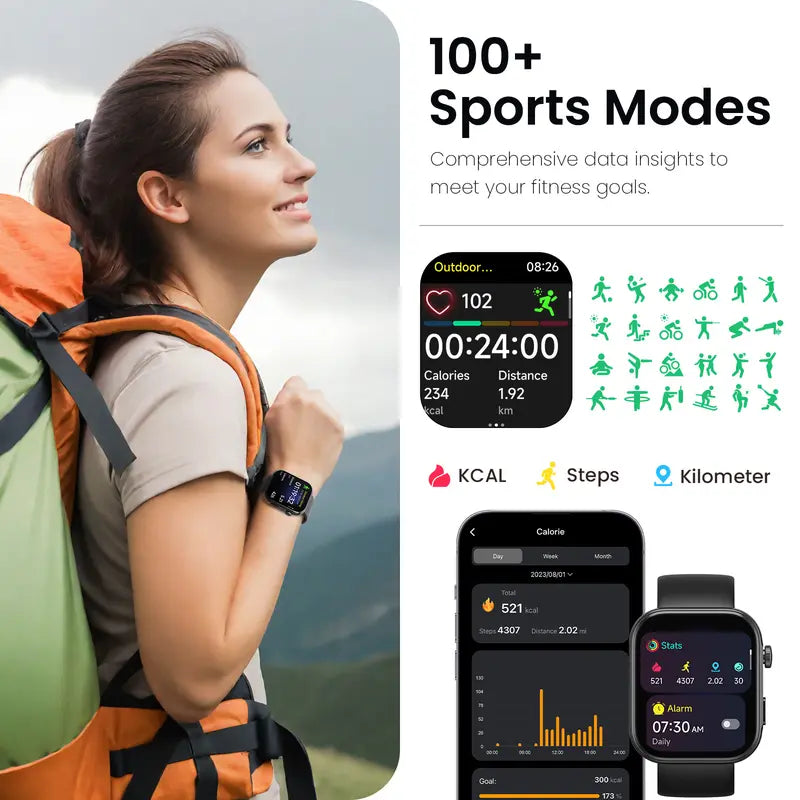 TOZO S6 Smartwatch - Ultra-Clear AMOLED Screen, Bluetooth Call, Sports Modes, Heart Rate and Sleep Oxygen Monitor, IP68 Water Resistant Fitness Tracker