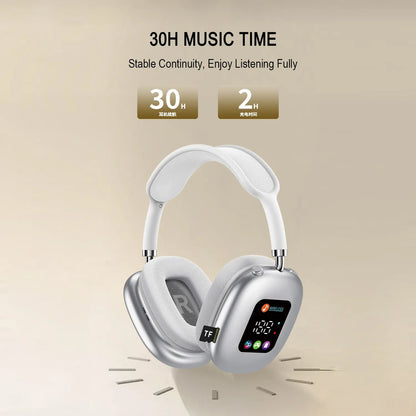 Over-Ear Wireless Bluetooth Headphones - Smart Color Digital Display, 16H+ Battery, Equalizer, Low Latency, Surround Sound for Gaming