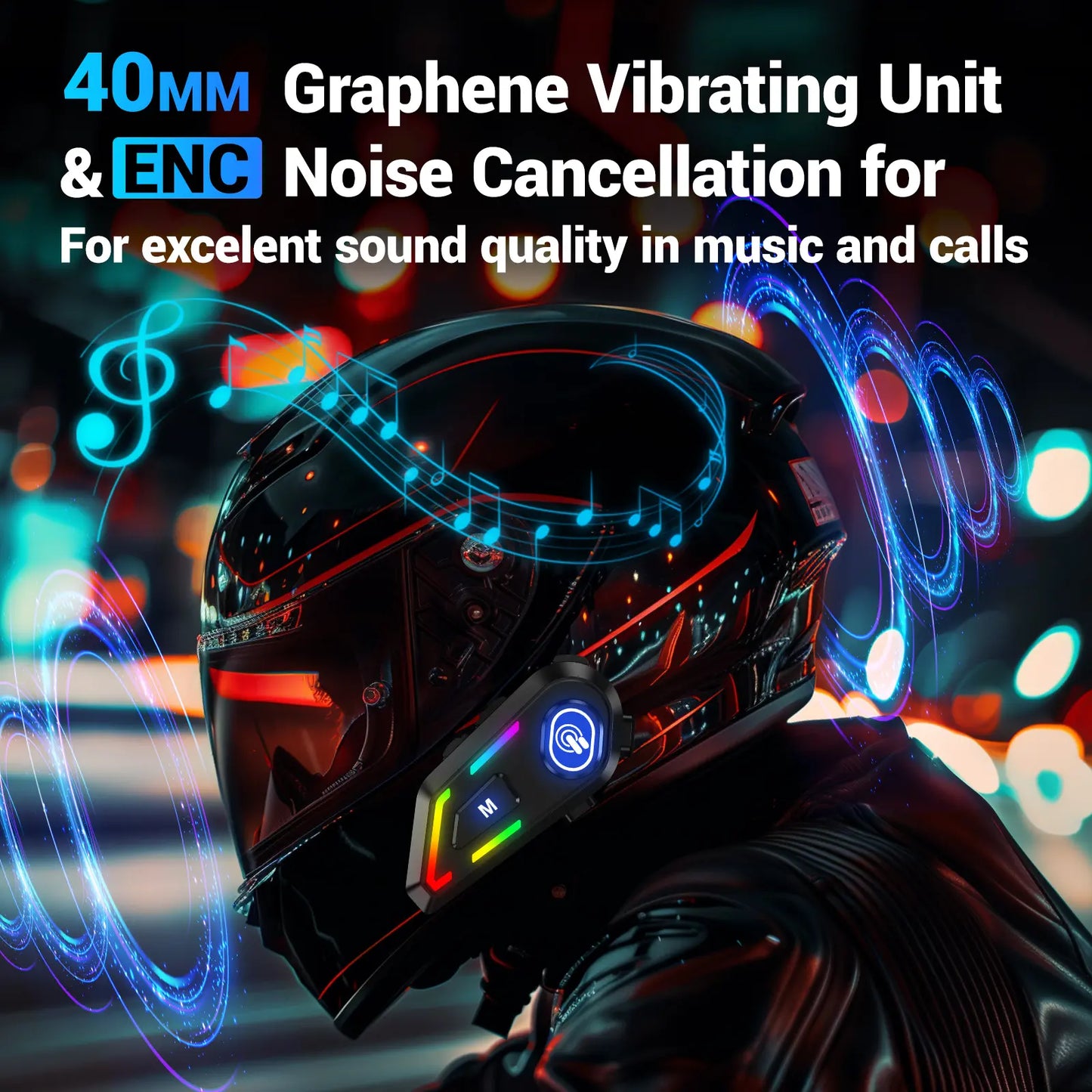 EDYELL Motorcycle Helmet Bluetooth Headset – HiFi Stereo, Waterproof, Noise Reduction, Superb Sound AI Earbuds