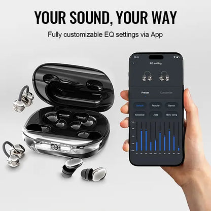 Wireless Headphones with Power Bank Case – Includes 4 Earbuds (Sleep & Clip-On), Reverse Phone Charging, Ideal for Sports & Sleep, Earphones for Music & Calls, Compatible with Android & iOS