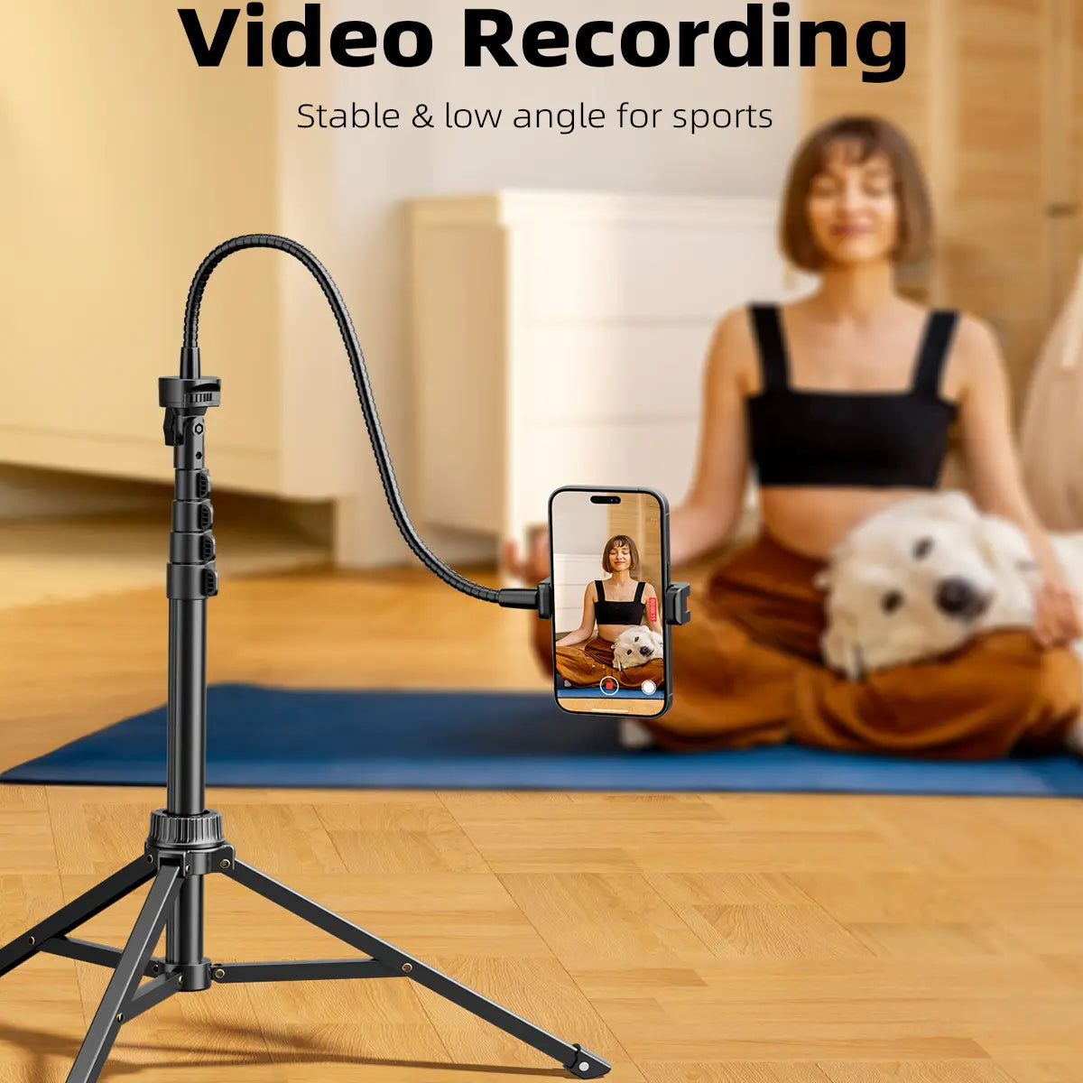 Weilisi 82" Heavy Duty Tablet Tripod Stand – Floor Stand with Remote & Adjustable Gooseneck for Watching/Stream/Recording, Compatible with iPad Pro 12.9"/Kindle/iPhone and All 4.5-13" Tablets & Phones