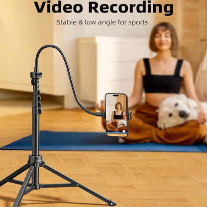 Weilisi 82" Heavy Duty Tablet Tripod Stand – Floor Stand with Remote & Adjustable Gooseneck for Watching/Stream/Recording, Compatible with iPad Pro 12.9"/Kindle/iPhone and All 4.5-13" Tablets & Phones