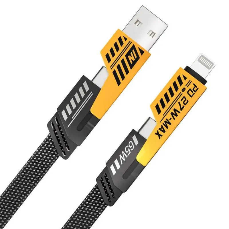 【Buy 1 Get 1 FREE】4-in-1 USB Charging Cable – 5FT Fast Charging MAX 100W, USB-A + Type-C, Aluminum Alloy – for iPhone, Samsung Galaxy, Android, iPad Pro