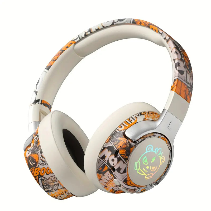 LED Light Wireless Headphone – Foldable Bluetooth Headphones for Gaming, Compatible with PC/iOS/Computers, Electronics Audio Headphone