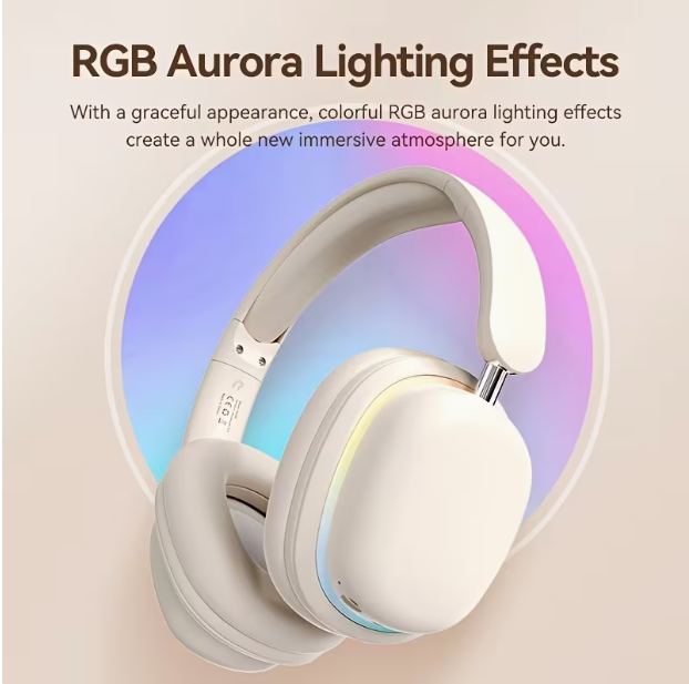 Over-Ear Bluetooth Headphones with Lighting Effects – Stylish & Trendy, Versatile for Entertainment & Study