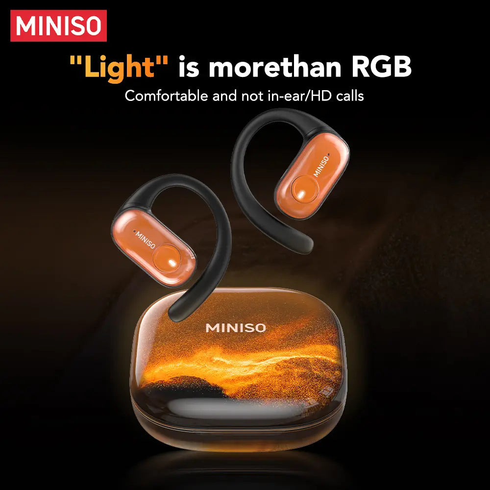 MINISO MS185 OWS Open Ear Wireless Bluetooth Earbuds – Quicksand Luminous, HiFi Sound, IPX5 Waterproof, with Mic – Sports Headphones