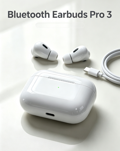 Pro 3 ANC Bluetooth Earbuds – Active Noise Cancelling, Extended Playtime, Touch Control for Sports & Work