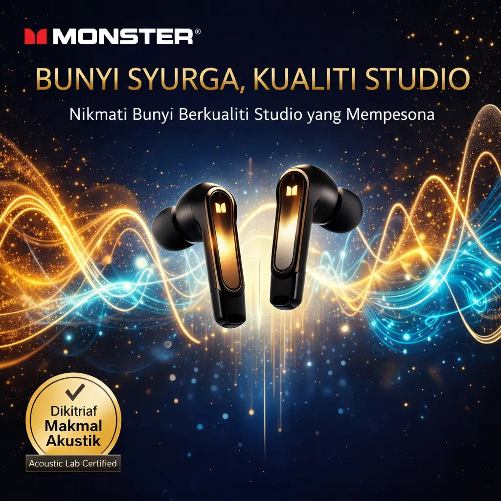 Monster MQT52 TWS Wireless Gaming Earbuds - Bluetooth 5.4, Hi-Fi Stereo, Noise Cancellation, Touch Controls, Long Battery Life