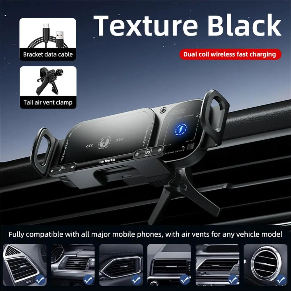 Magnetic Car Phone Holder Charger - 15W Fast Charging Wireless Stand
