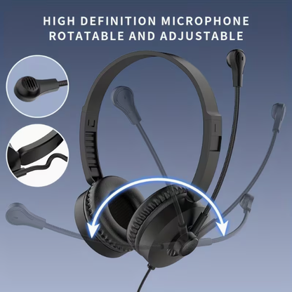 Wired Over-Ear Headset with Type-C – HD Call, Lightweight, for Business, Online Classes, Learning, Live Streaming, Music & Gaming