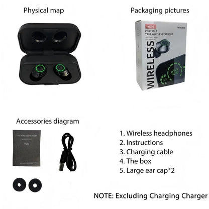 HD Mirror Display YD03 Bluetooth Headphones – Large-Capacity In-Ear Wireless Earbuds with LED Touch Screen, Perfect Gift for Friends