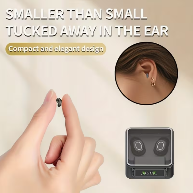 Mini Invisible Wireless Earbuds with Mic – Bluetooth 5.4, Comfortable Silicone Tips, Ideal for Small Ear Canals, Travel & Relaxation