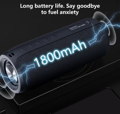 Portable Wireless Speaker – Dual Pairing, 1800mAh Battery, 10-Hour Playtime, Loud Stereo & Booming Bass, Includes Charging Cable
