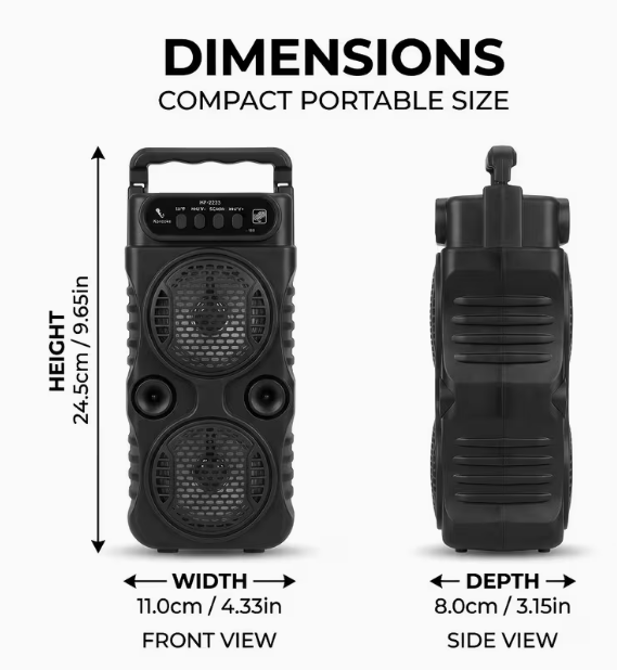 Portable Wireless PA Speaker with RGB Light – Built-in Battery & Handle, TWS Stereo, USB/TF/FM/Mic Input, Compact Subwoofer for Party, Camping & Outdoor