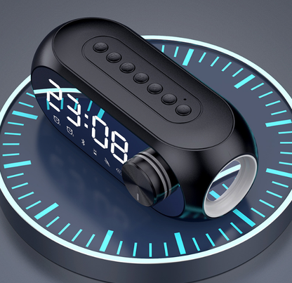 Mirror Digital Alarm Clock Bluetooth Speaker, Portable Wireless Speaker Support TF Card FM Radio, Dual Alarms Bedroom Desktop Clock