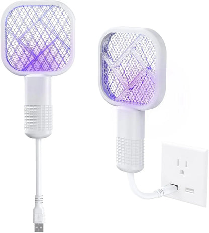 2-Pack USB Mini Mosquito Swatter - 2-in-1 Portable Bug Killer Bat with UV-A Light, USB Power LED Lamp for Indoor Mosquito Trapping
