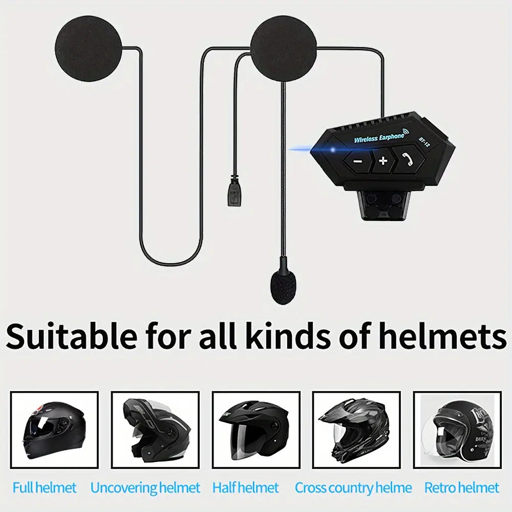Wireless Motorcycle Helmet Headphone – BT5.0 Helmet Headset, Stereo Noise Cancelling with Mic – Motorcycle Accessories
