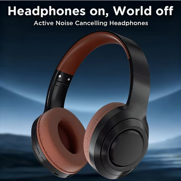 Active Noise-Cancelling Wireless Headphones – Deep Bass, Clear Calls, HiFi Stereo, Built-in Mic, 46H Battery, Foldable Lightweight, Compatible with 3.5mm Audio Cable