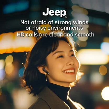 Jeep Series Semi-In-Ear Bluetooth 6.0 Headphones - Type-C Charging, 5H Playback, HD Calls, Anti-Slip Silicone Cover